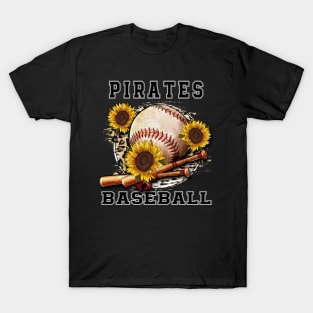 Awesome Baseball Name Pirates Proud Team Flowers T-Shirt